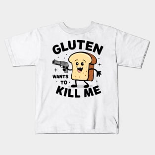 Gluten wants to kill me - Cute I can't eat gluten - Celiac Kids T-Shirt